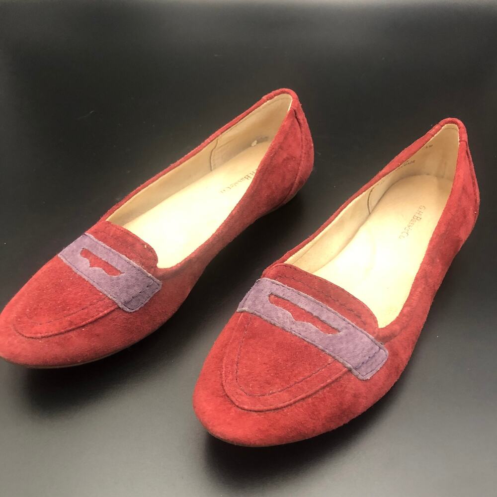 G.H. Bass & Co. Red/Purple Suede Slip-On Loafers, Women's Size 7.5M/EUR 38